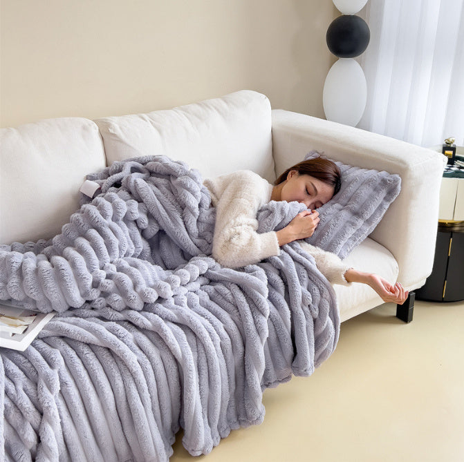 Soft Bubble Double-Sided Velvet Blanket Warm