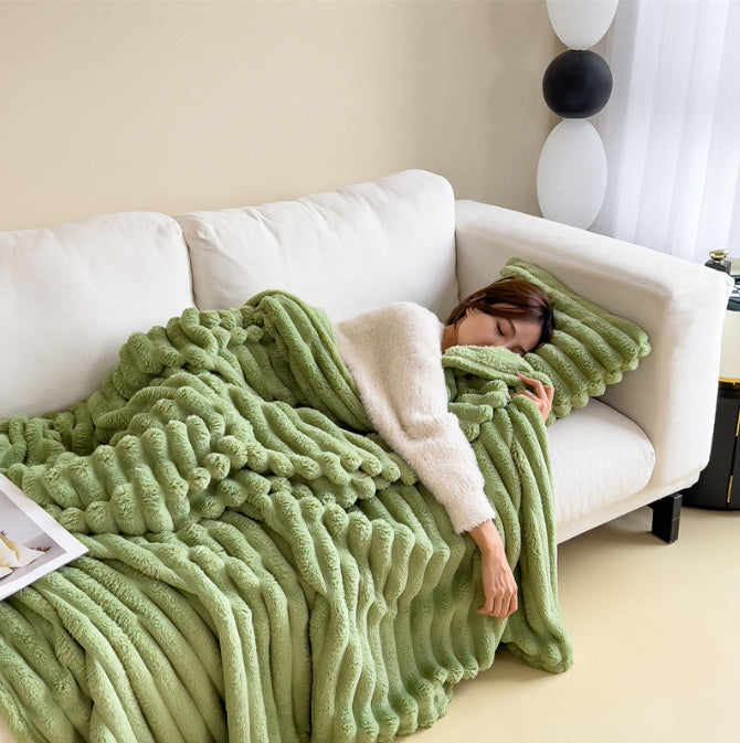 Soft Bubble Double-Sided Velvet Blanket Warm