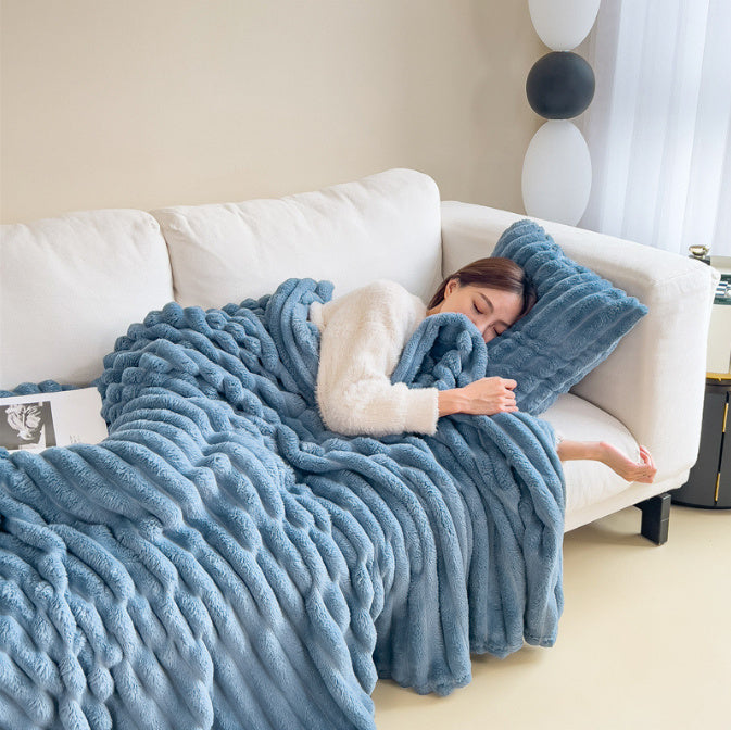 Soft Bubble Double-Sided Velvet Blanket Warm