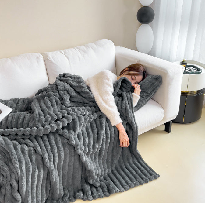 Soft Bubble Double-Sided Velvet Blanket Warm