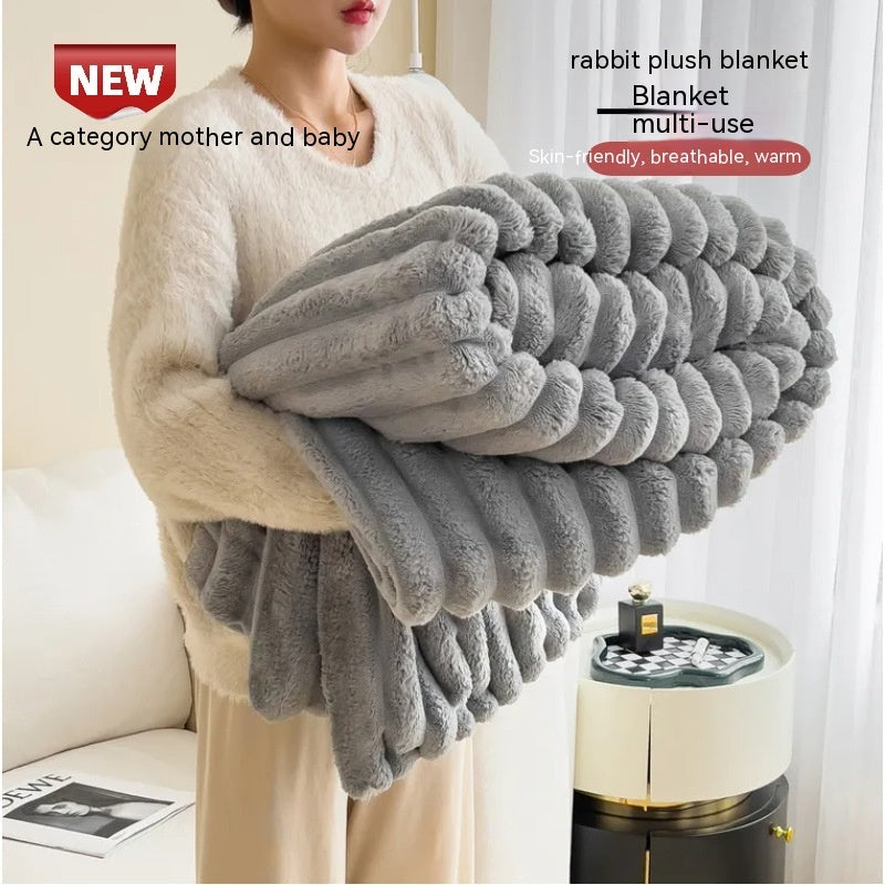 Soft Bubble Double-Sided Velvet Blanket Warm