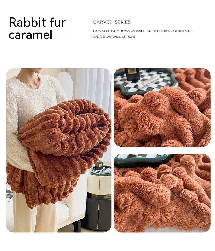 Soft Bubble Double-Sided Velvet Blanket Warm